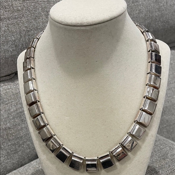 Jewelry - Vintage Mexican Mid Century Modern Sterling Silver Necklace 16" Rare